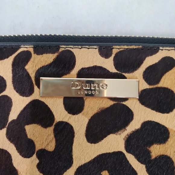 Dune London Wallet Wristlet, Leopard Print, Calf Hair, Strap, Gold Hardware - Picture 2 of 10